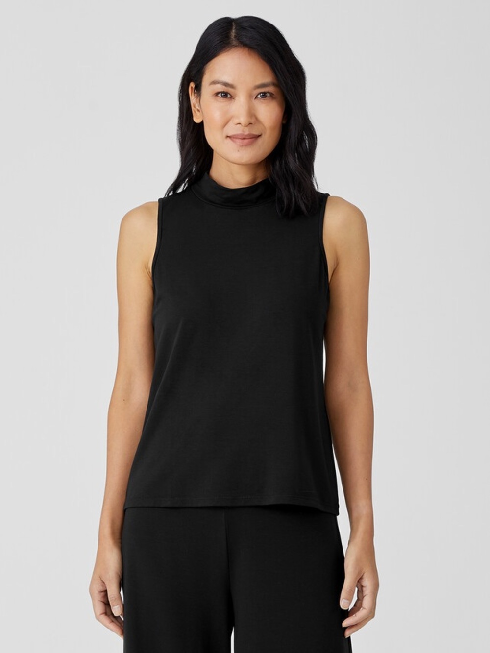 Eileen Fisher Stretch Jersey Knit Mock Neck Tank size Large